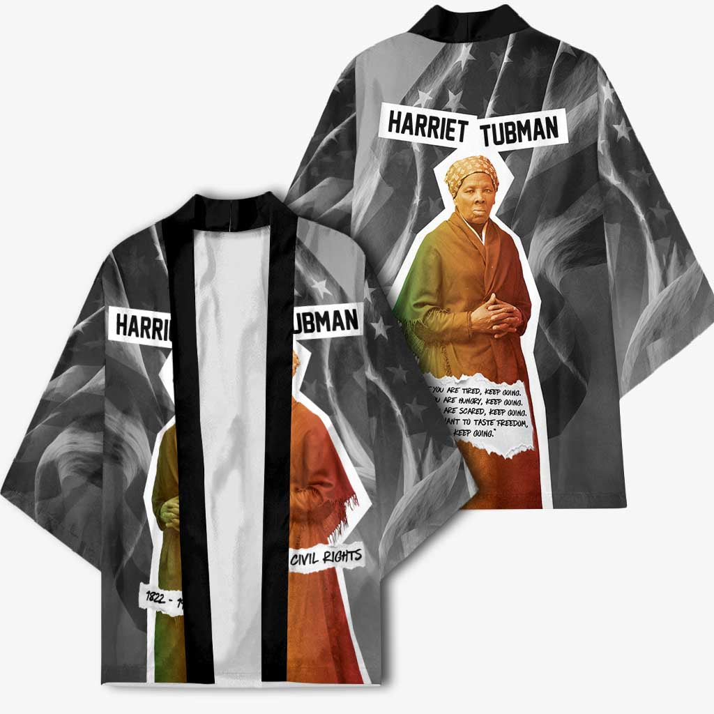 Harriet Tubman Kimono American Flag Background Civil Rights Quote Keep Going Tribute Design - African Pride