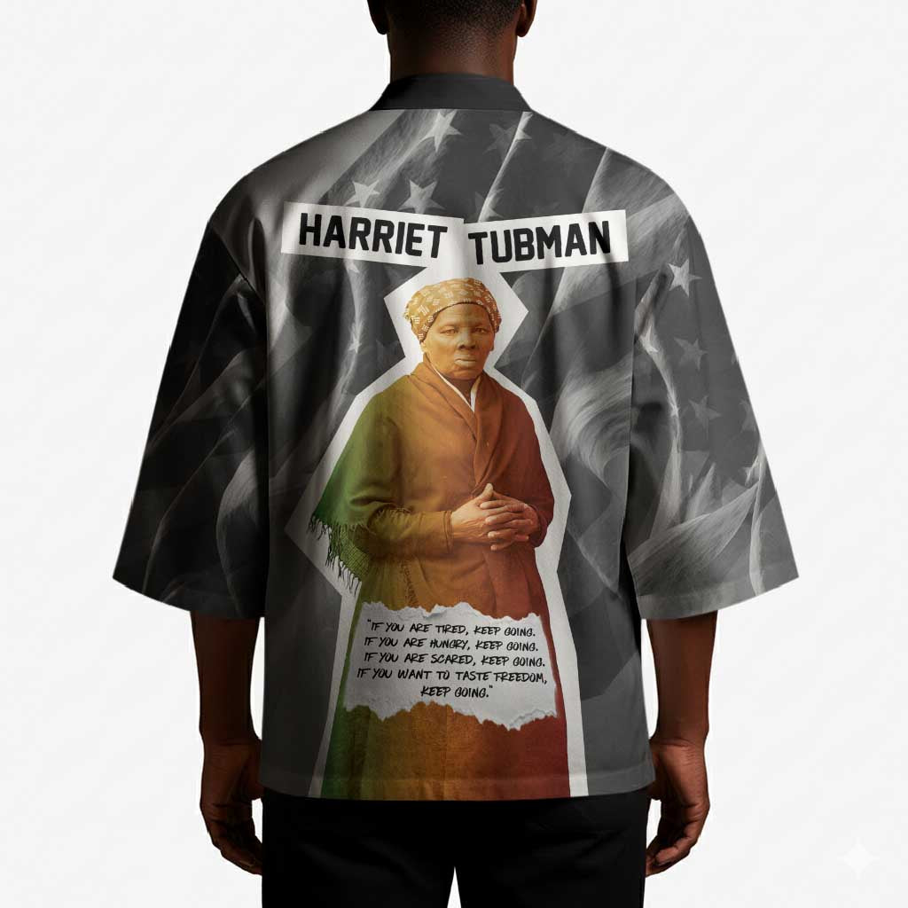 Harriet Tubman Kimono American Flag Background Civil Rights Quote Keep Going Tribute Design - African Pride
