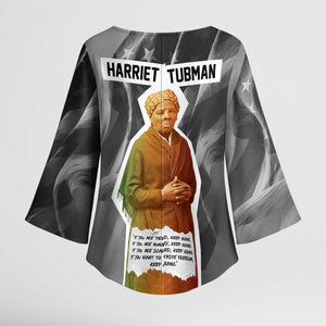 Harriet Tubman Kimono Sleeve Blouse American Flag Background Civil Rights Quote Keep Going Tribute Design - African Pride