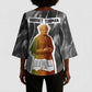 Harriet Tubman Kimono Sleeve Blouse American Flag Background Civil Rights Quote Keep Going Tribute Design - African Pride