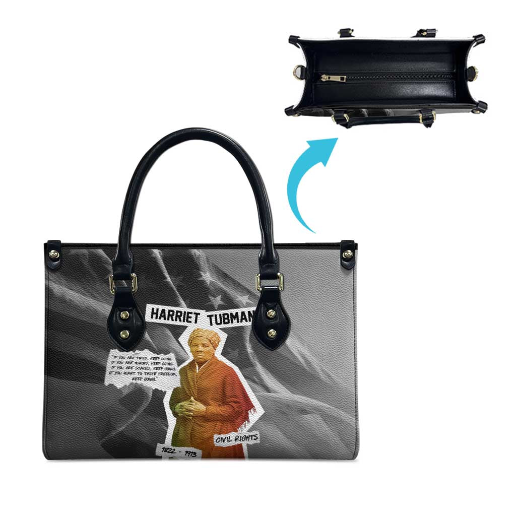 Harriet Tubman Leather Bag American Flag Background Civil Rights Quote Keep Going Tribute Design - African Pride