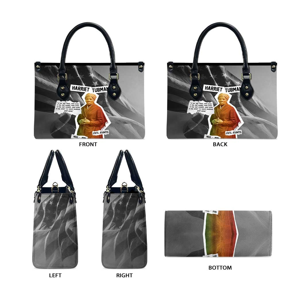 Harriet Tubman Leather Bag American Flag Background Civil Rights Quote Keep Going Tribute Design - African Pride