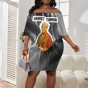 Harriet Tubman Off Shoulder Short Dress American Flag Background Civil Rights Quote Keep Going Tribute Design - African Pride