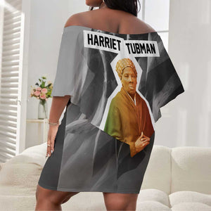Harriet Tubman Off Shoulder Short Dress American Flag Background Civil Rights Quote Keep Going Tribute Design - African Pride