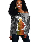 Harriet Tubman Off Shoulder Sweater American Flag Background Civil Rights Quote Keep Going Tribute Design - African Pride