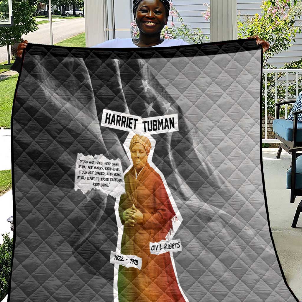 Harriet Tubman Quilt American Flag Background Civil Rights Quote Keep Going Tribute Design - African Pride
