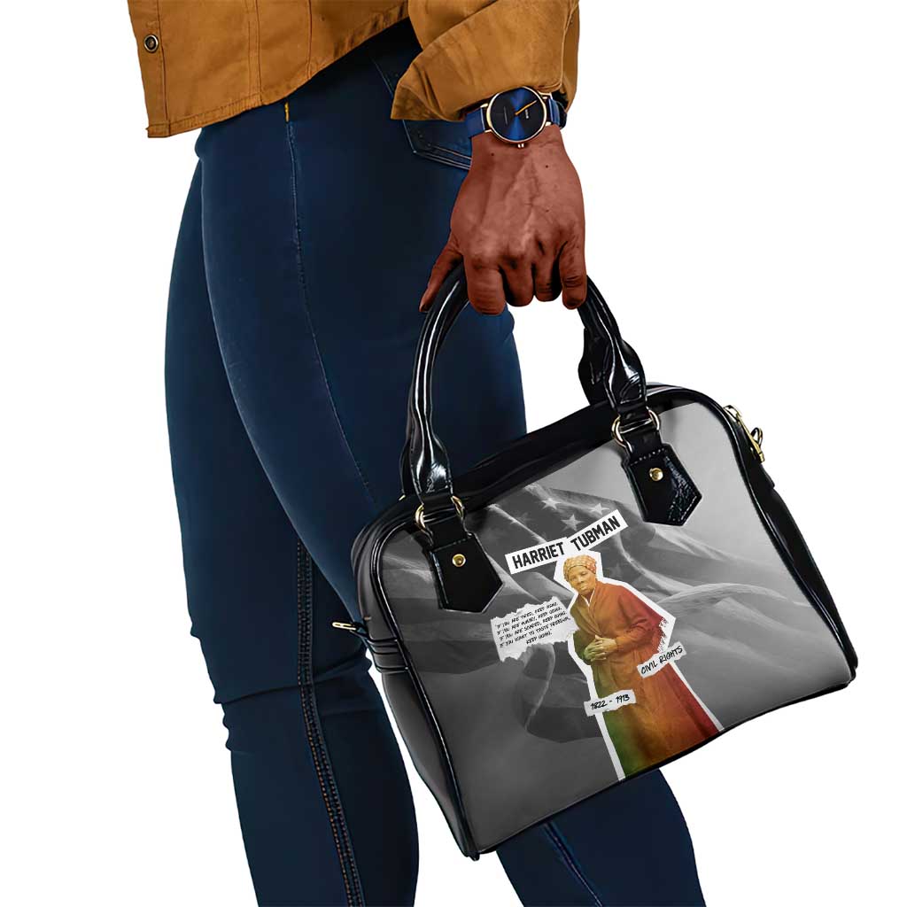 Harriet Tubman Shoulder Handbag American Flag Background Civil Rights Quote Keep Going Tribute Design - African Pride