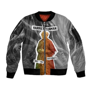Harriet Tubman Sleeve Zip Bomber Jacket American Flag Background Civil Rights Quote Keep Going Tribute Design - African Pride