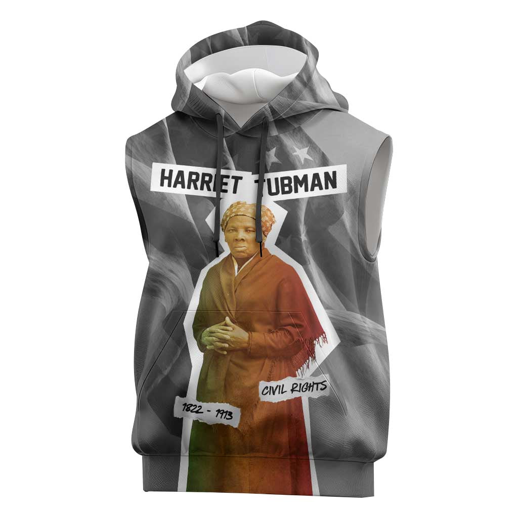 Harriet Tubman Sleeveless Hoodie American Flag Background Civil Rights Quote Keep Going Tribute Design - African Pride