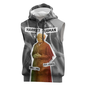 Harriet Tubman Sleeveless Hoodie American Flag Background Civil Rights Quote Keep Going Tribute Design - African Pride