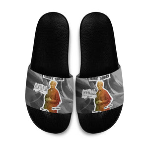 Harriet Tubman Slide Sandals American Flag Background Civil Rights Quote Keep Going Tribute Design - African Pride