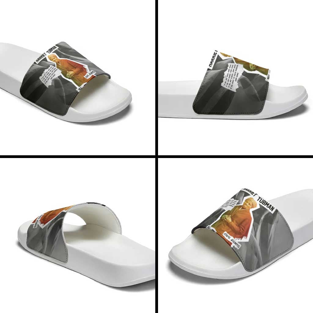 Harriet Tubman Slide Sandals American Flag Background Civil Rights Quote Keep Going Tribute Design - African Pride