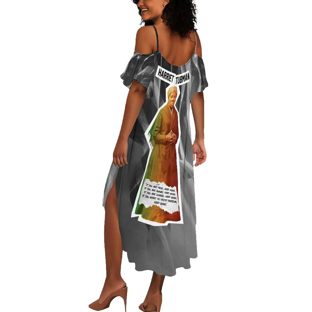 Harriet Tubman Summer Maxi Dress American Flag Background Civil Rights Quote Keep Going Tribute Design TS04
