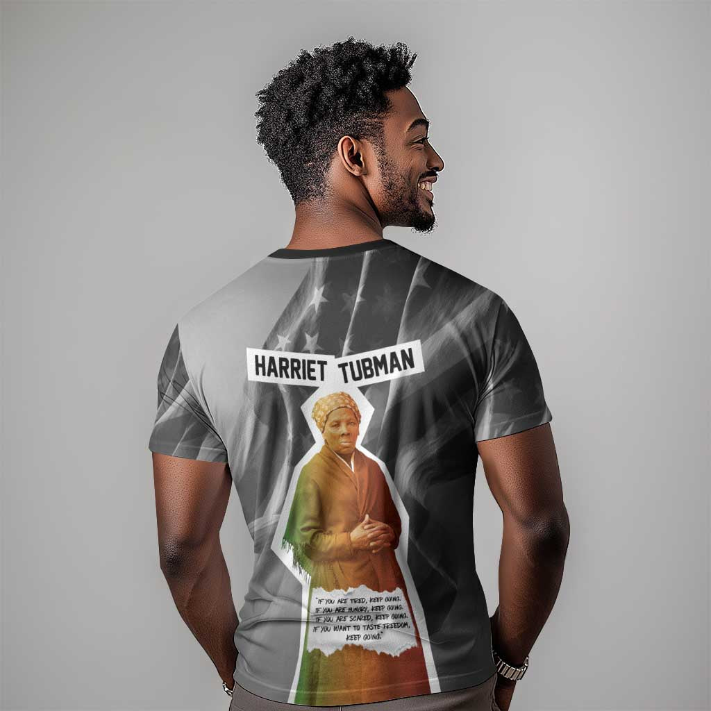 Harriet Tubman T shirt American Flag Background Civil Rights Quote Keep Going Tribute Design TS04
