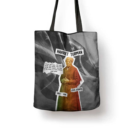 Harriet Tubman Tote Bag American Flag Background Civil Rights Quote Keep Going Tribute Design - African Pride