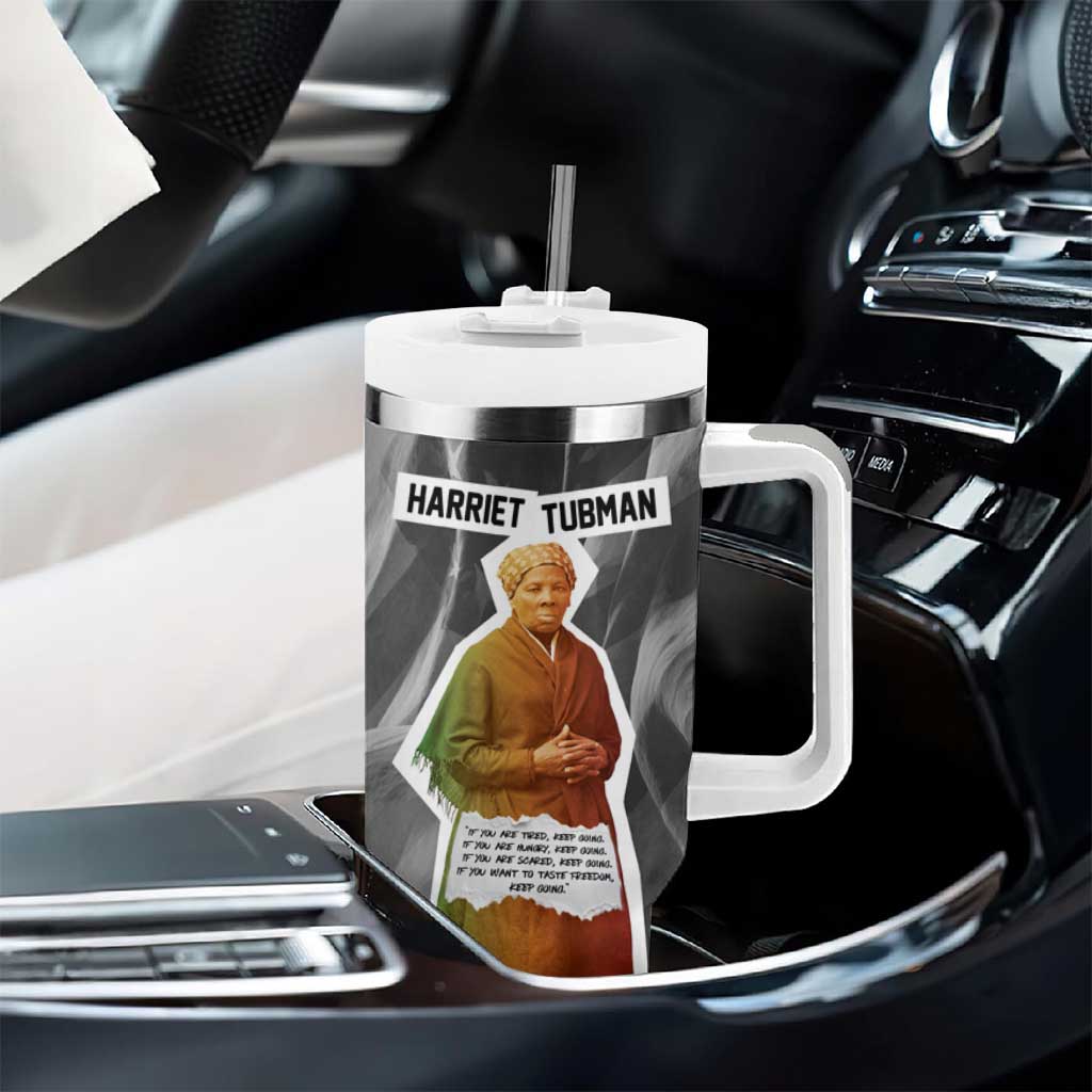 Harriet Tubman Tumbler With Handle American Flag Background Civil Rights Quote Keep Going Tribute Design - African Pride