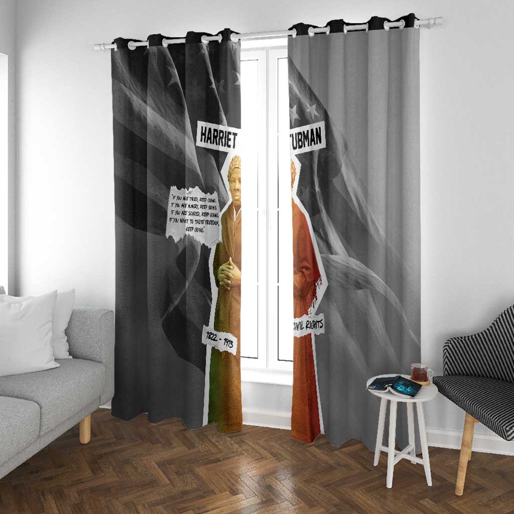 Harriet Tubman Window Curtain American Flag Background Civil Rights Quote Keep Going Tribute Design - African Pride