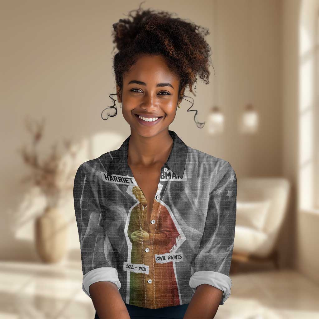 Harriet Tubman Women Casual Shirt American Flag Background Civil Rights Quote Keep Going Tribute Design - African Pride