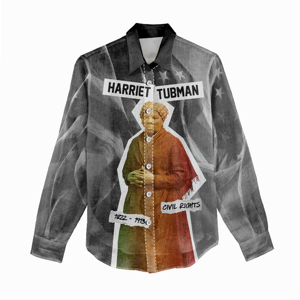 Harriet Tubman Women Casual Shirt American Flag Background Civil Rights Quote Keep Going Tribute Design - African Pride