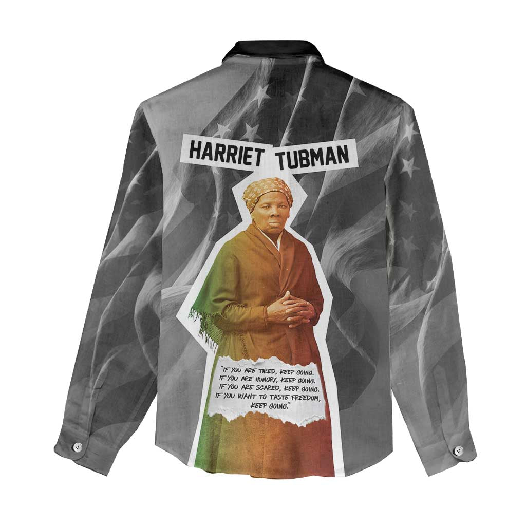 Harriet Tubman Women Casual Shirt American Flag Background Civil Rights Quote Keep Going Tribute Design - African Pride