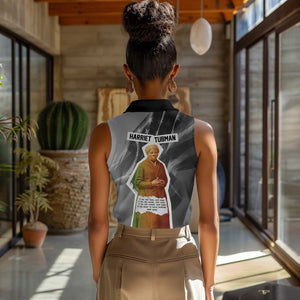 Harriet Tubman Women Sleeveless Polo Shirt American Flag Background Civil Rights Quote Keep Going Tribute Design - African Pride