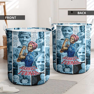 Harriet Tubman Laundry Basket Newspaper Collage Design We Out Quote Strong Woman Tribute Underground Railroad Legacy - African Pride