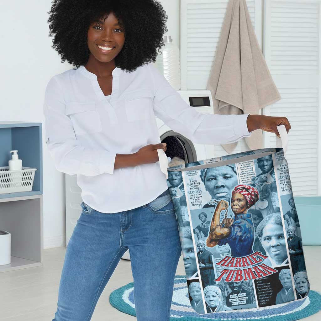 Harriet Tubman Laundry Basket Newspaper Collage Design We Out Quote Strong Woman Tribute Underground Railroad Legacy - African Pride