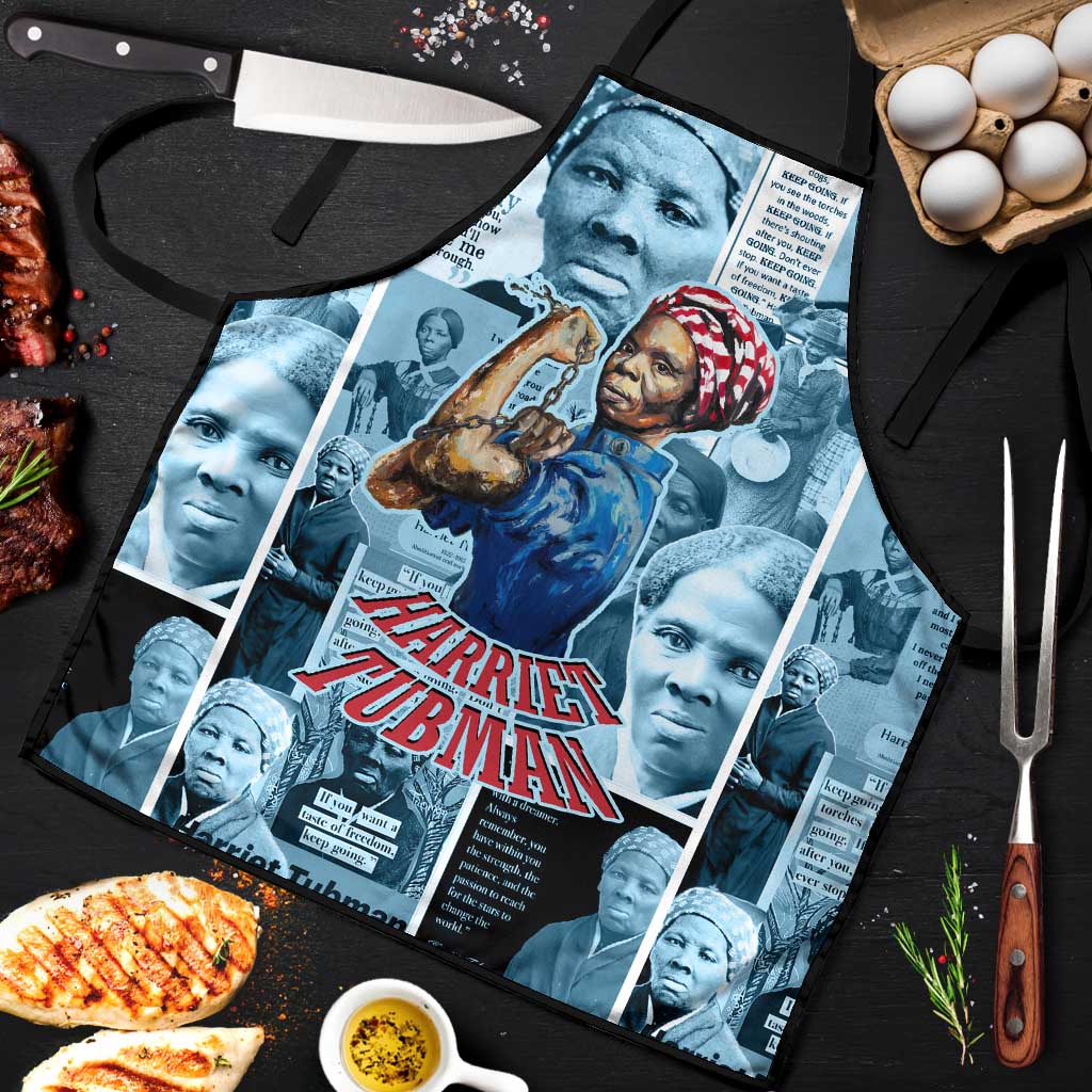Harriet Tubman Apron Newspaper Collage Design We Out Quote Strong Woman Tribute Underground Railroad Legacy - African Pride