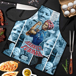 Harriet Tubman Apron Newspaper Collage Design We Out Quote Strong Woman Tribute Underground Railroad Legacy - African Pride