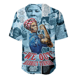 Harriet Tubman Baseball Jersey Newspaper Collage Design We Out Quote Strong Woman Tribute Underground Railroad Legacy TS04