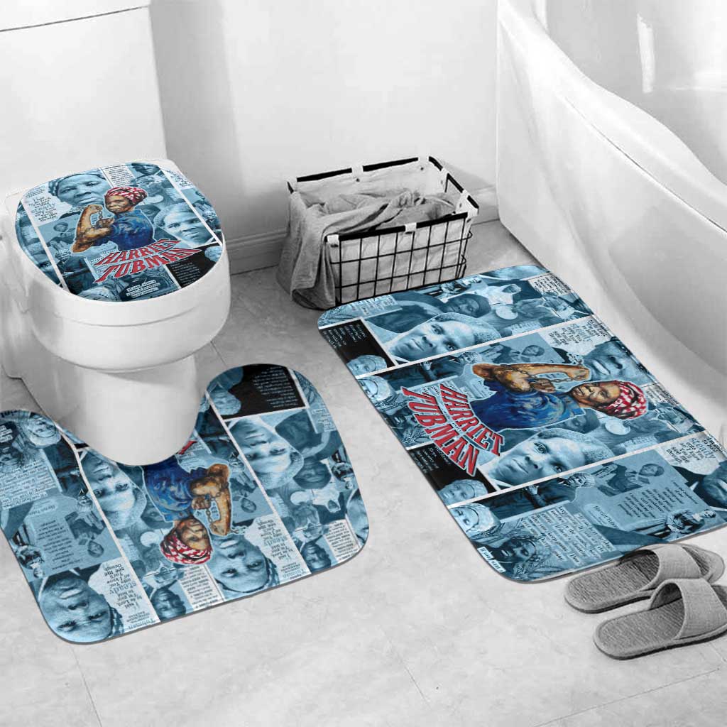 Harriet Tubman Bathroom Set Newspaper Collage Design We Out Quote Strong Woman Tribute Underground Railroad Legacy - African Pride