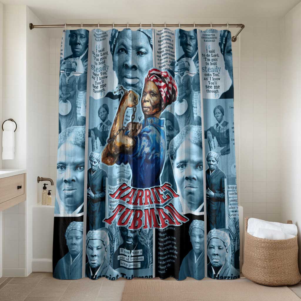 Harriet Tubman Bathroom Set Newspaper Collage Design We Out Quote Strong Woman Tribute Underground Railroad Legacy - African Pride