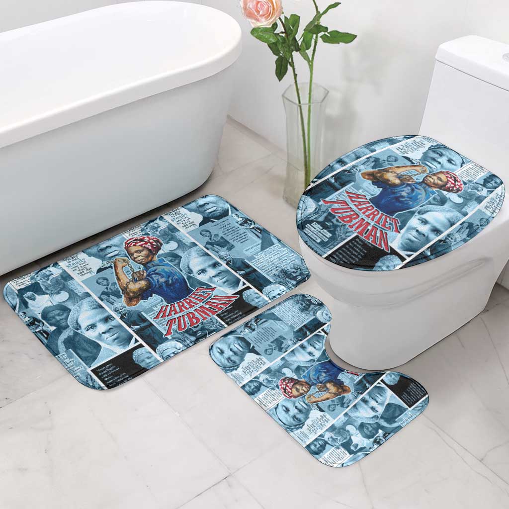 Harriet Tubman Bathroom Set Newspaper Collage Design We Out Quote Strong Woman Tribute Underground Railroad Legacy - African Pride