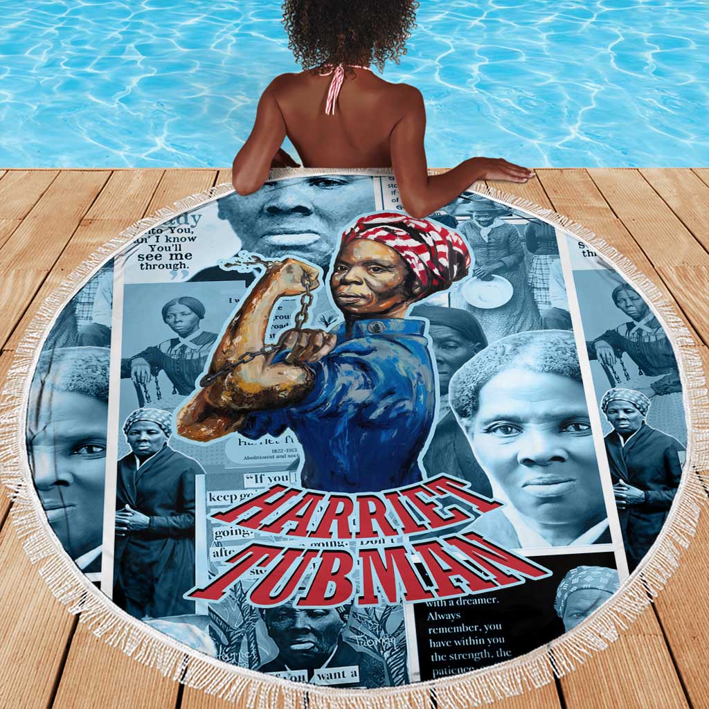 Harriet Tubman Beach Blanket Newspaper Collage Design We Out Quote Strong Woman Tribute Underground Railroad Legacy - African Pride