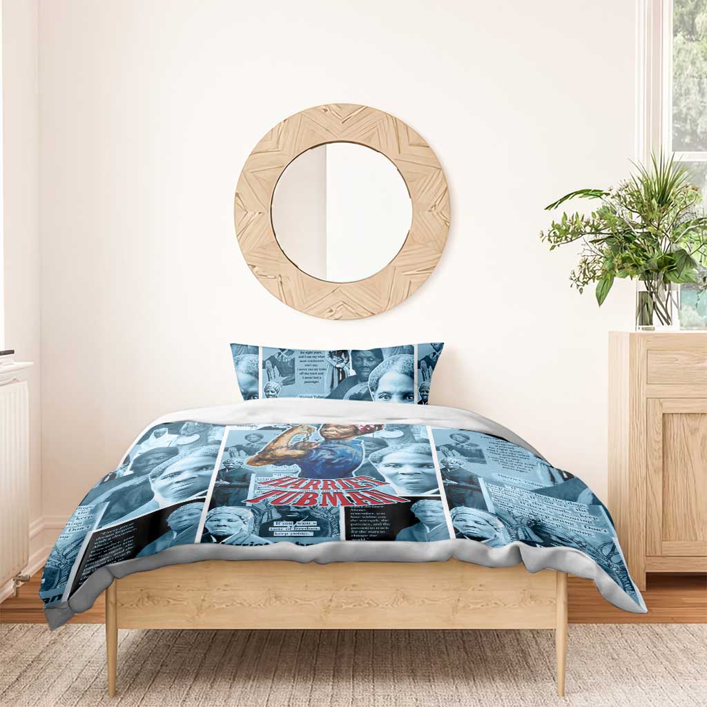 Harriet Tubman Bedding Set Newspaper Collage Design We Out Quote Strong Woman Tribute Underground Railroad Legacy - African Pride