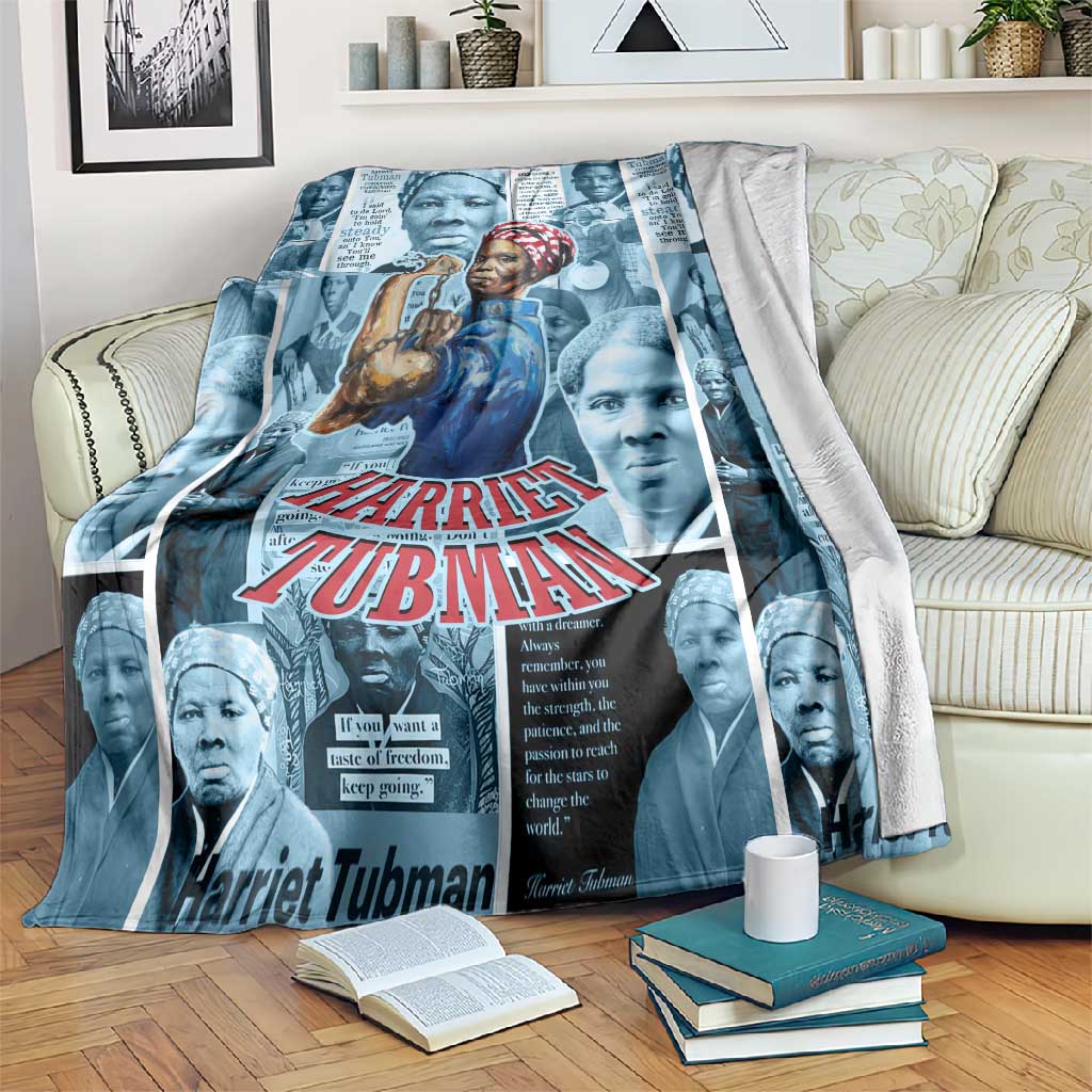 Harriet Tubman Blanket Newspaper Collage Design We Out Quote Strong Woman Tribute Underground Railroad Legacy - African Pride