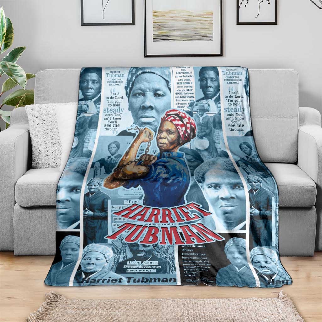 Harriet Tubman Blanket Newspaper Collage Design We Out Quote Strong Woman Tribute Underground Railroad Legacy - African Pride