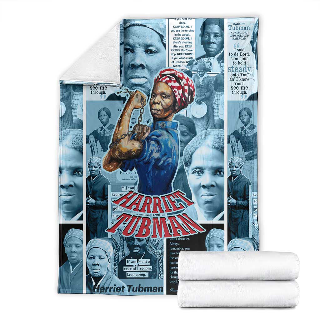 Harriet Tubman Blanket Newspaper Collage Design We Out Quote Strong Woman Tribute Underground Railroad Legacy - African Pride