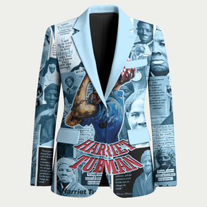Harriet Tubman Blazer Newspaper Collage Design We Out Quote Strong Woman Tribute Underground Railroad Legacy - African Pride