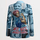 Harriet Tubman Blazer Newspaper Collage Design We Out Quote Strong Woman Tribute Underground Railroad Legacy - African Pride