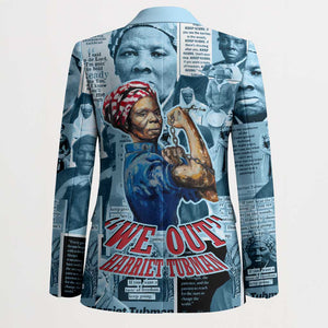 Harriet Tubman Blazer Newspaper Collage Design We Out Quote Strong Woman Tribute Underground Railroad Legacy - African Pride