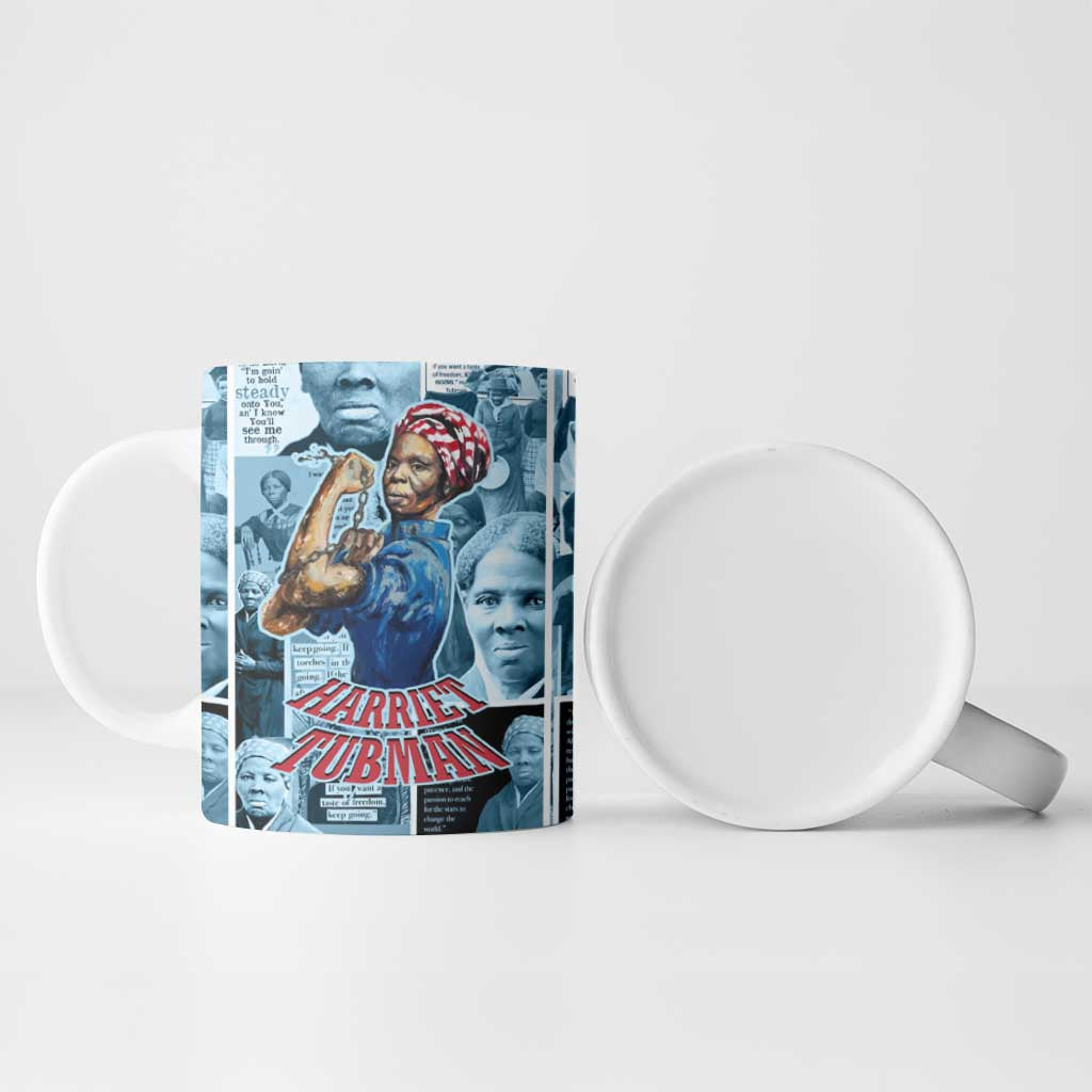 Harriet Tubman Ceramic Mug Newspaper Collage Design We Out Quote Strong Woman Tribute Underground Railroad Legacy - African Pride