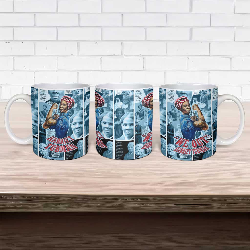 Harriet Tubman Ceramic Mug Newspaper Collage Design We Out Quote Strong Woman Tribute Underground Railroad Legacy - African Pride