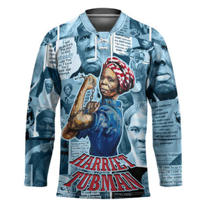 Harriet Tubman Hockey Jersey Newspaper Collage Design We Out Quote Strong Woman Tribute Underground Railroad Legacy - African Pride