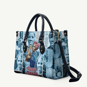 Harriet Tubman Leather Bag Newspaper Collage Design We Out Quote Strong Woman Tribute Underground Railroad Legacy - African Pride