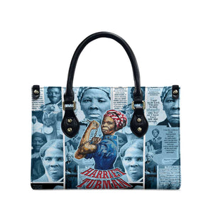 Harriet Tubman Leather Bag Newspaper Collage Design We Out Quote Strong Woman Tribute Underground Railroad Legacy - African Pride