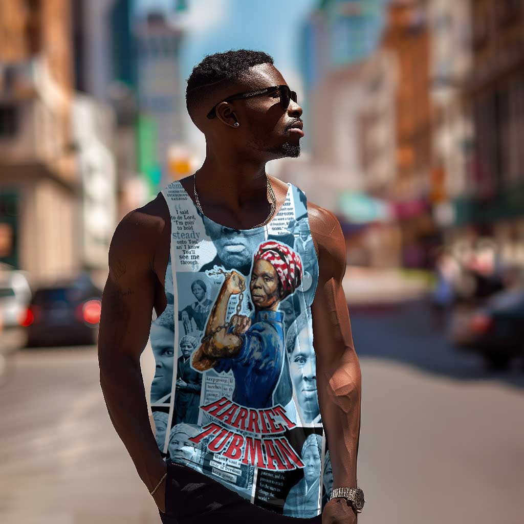 Harriet Tubman Men Tank Top Newspaper Collage Design We Out Quote Strong Woman Tribute Underground Railroad Legacy - African Pride