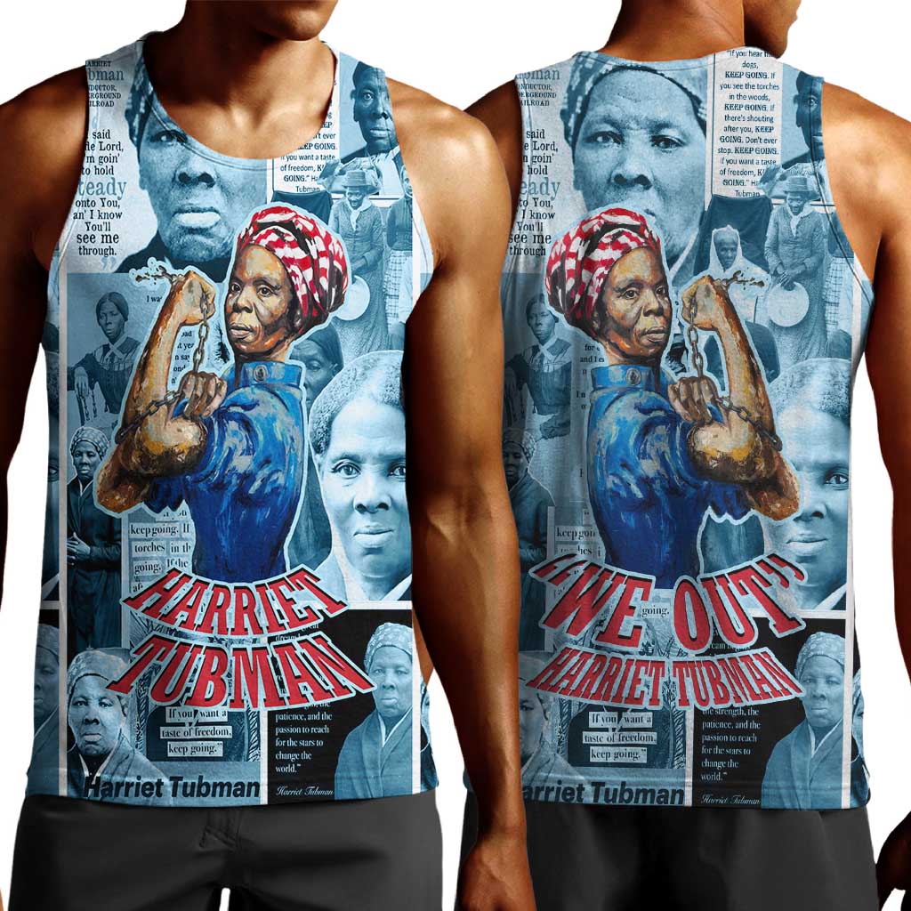 Harriet Tubman Men Tank Top Newspaper Collage Design We Out Quote Strong Woman Tribute Underground Railroad Legacy - African Pride