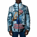 Harriet Tubman Padded Jacket Newspaper Collage Design We Out Quote Strong Woman Tribute Underground Railroad Legacy - African Pride