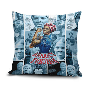 Harriet Tubman Pillow Cover Newspaper Collage Design We Out Quote Strong Woman Tribute Underground Railroad Legacy - African Pride